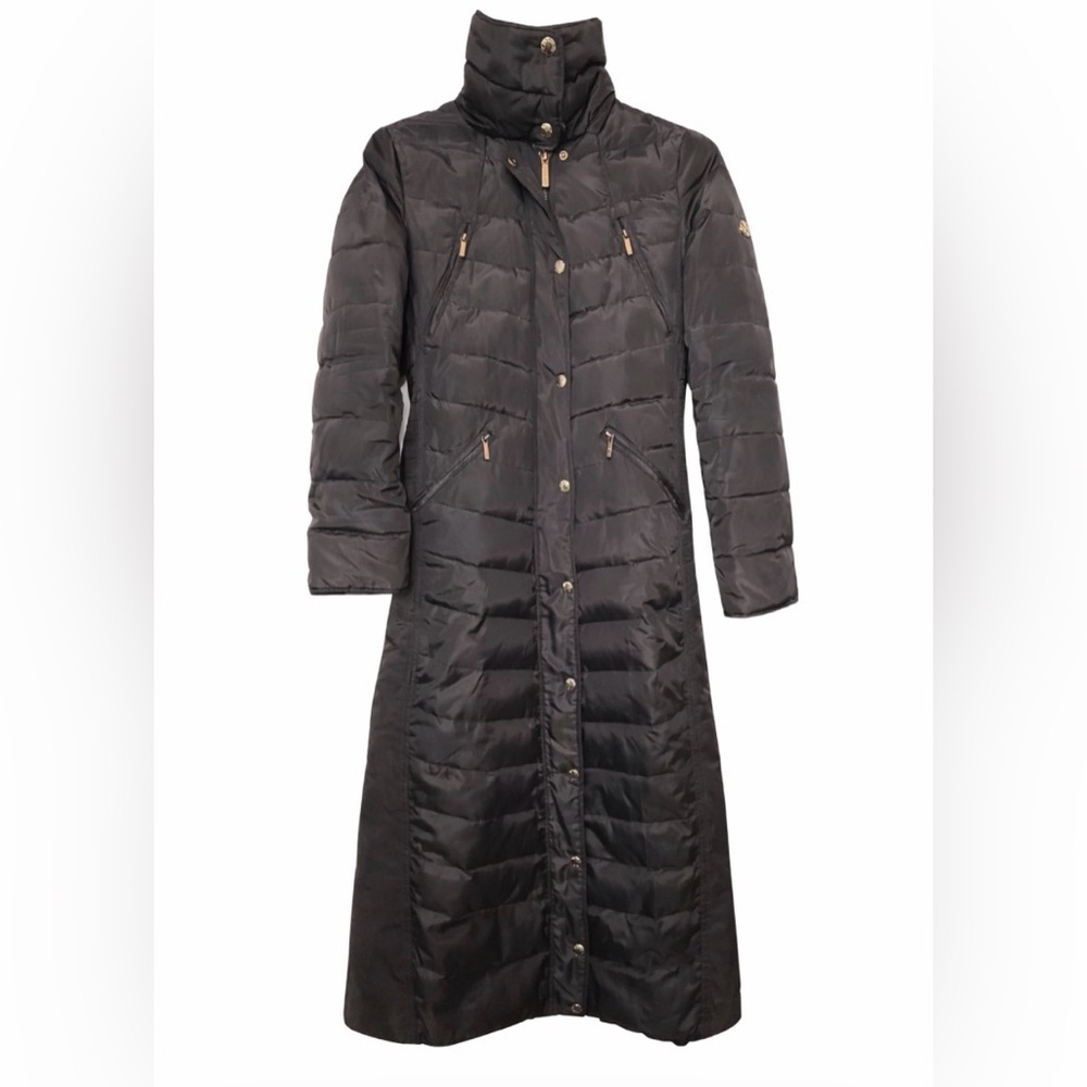 Michael Kors Beautiful and Warm Black Long Puffer Jacket with Gold Hardware - XS